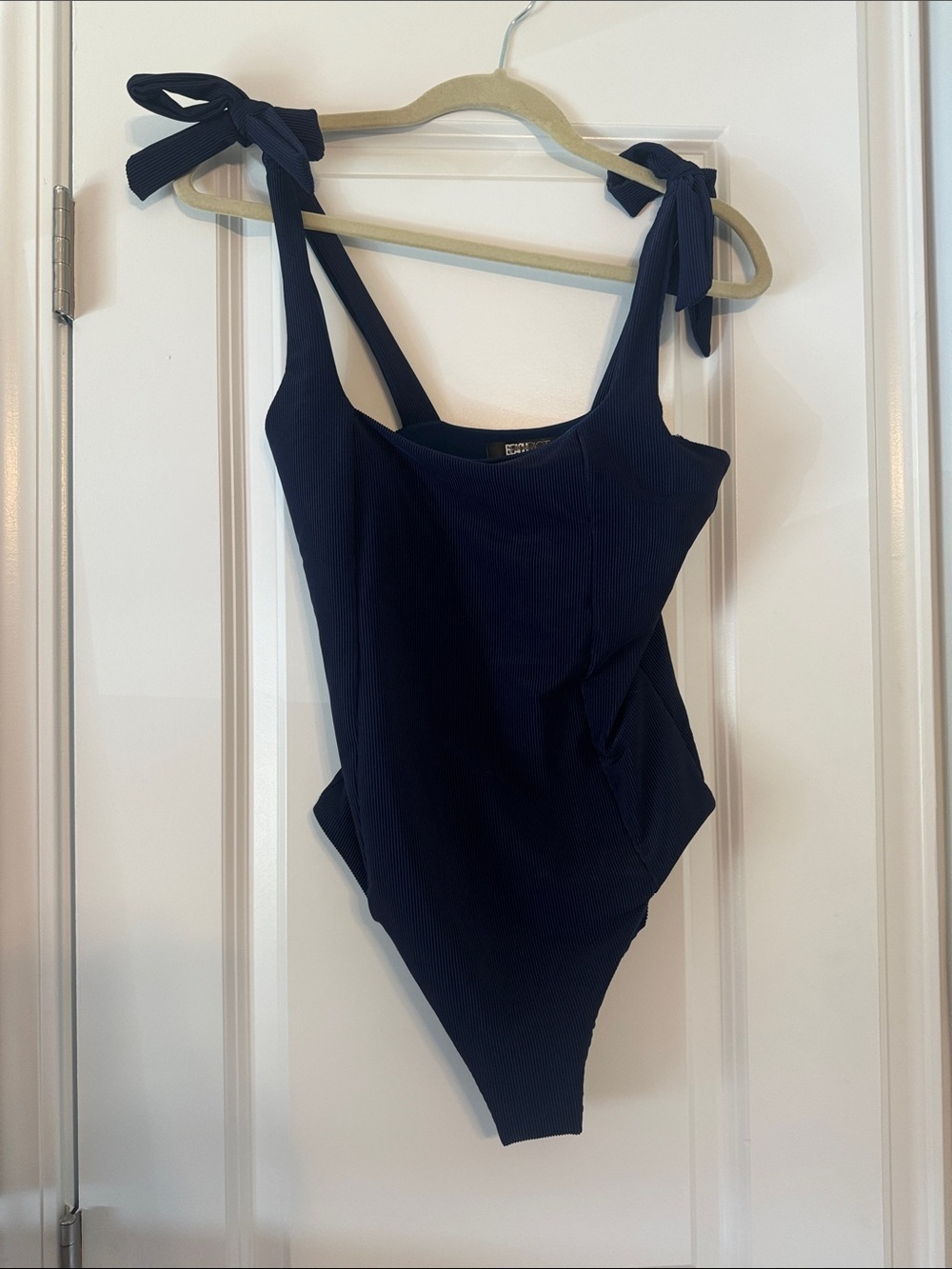 NWOT! Beach Riot Navy Ribbed Tie-Shoulder One-Piece